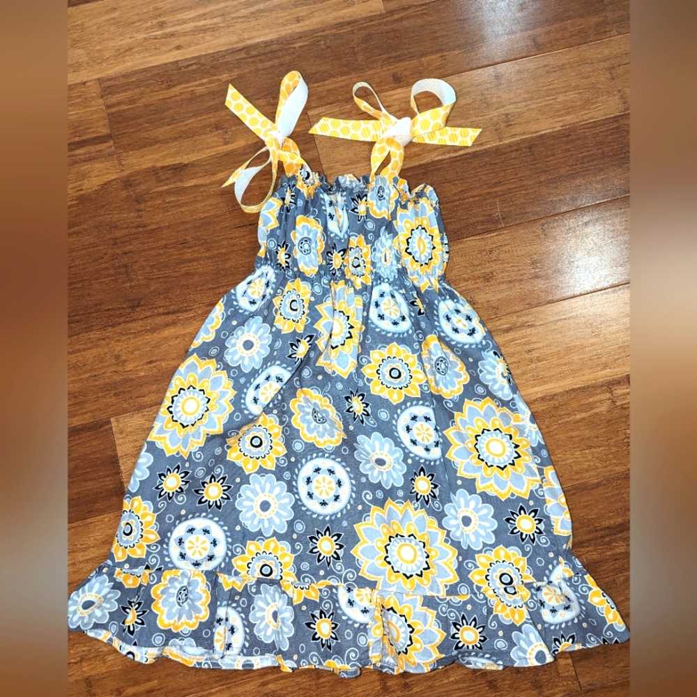 Handmade girls summer dress. Casual comfy dress.